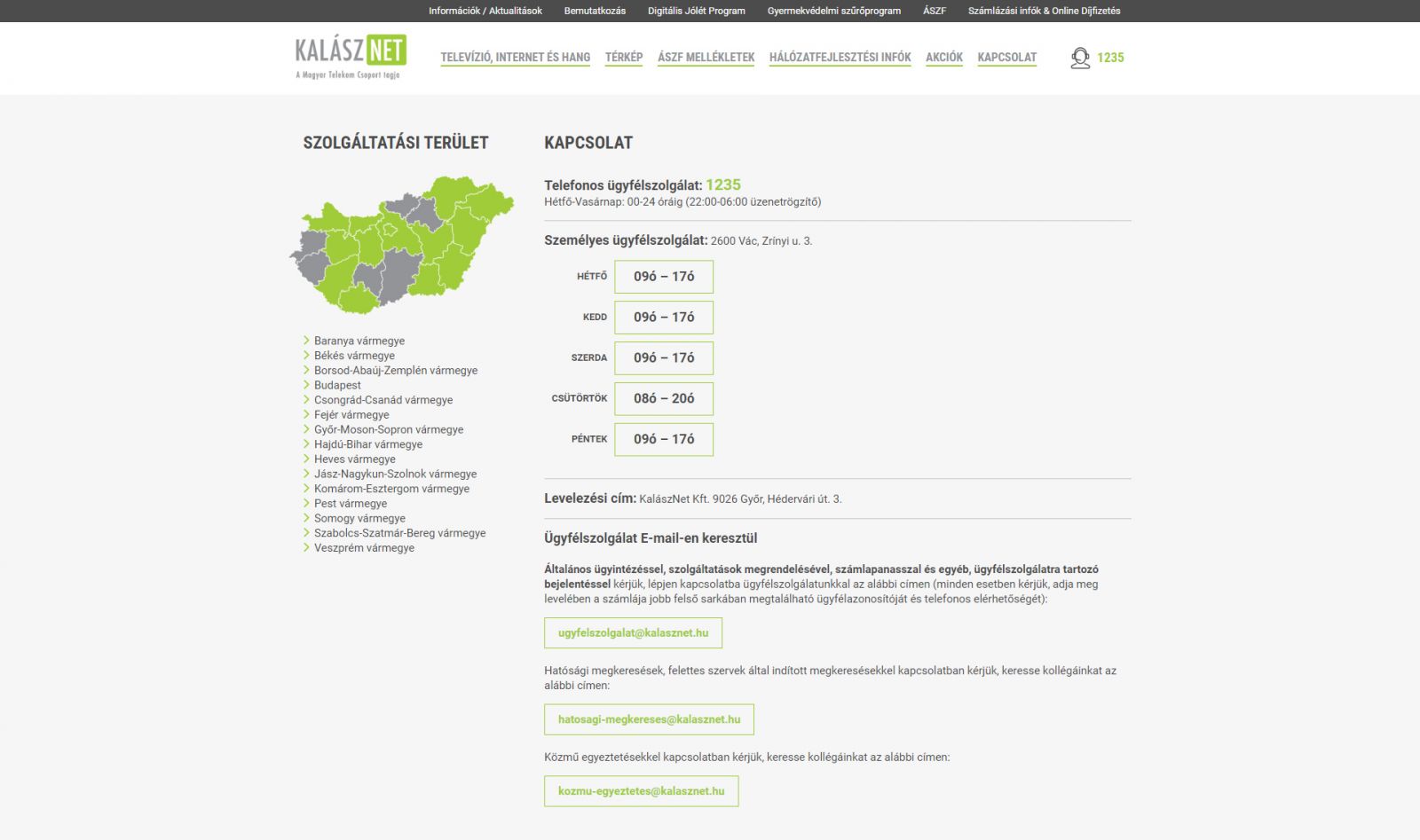 Kalásznet ügyfélszolgálat telefonszám